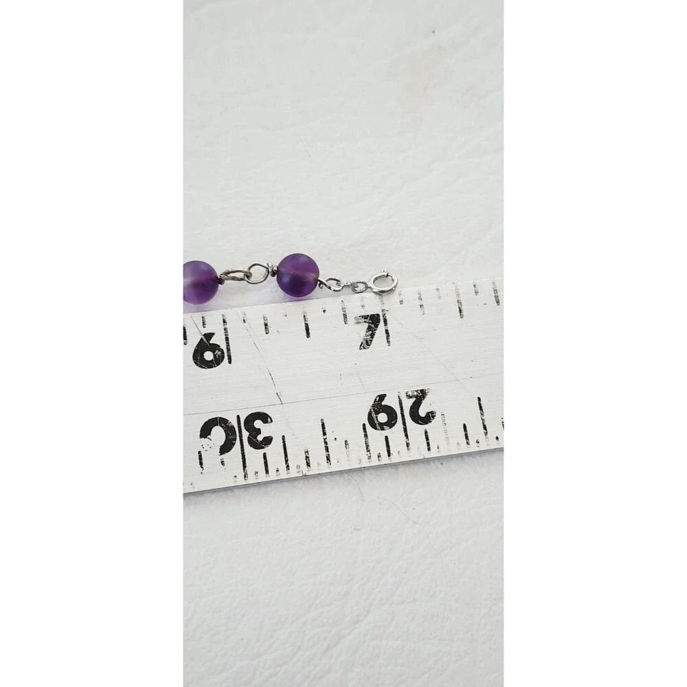 Sterling Silver Amethyst Beaded Chain Bracelet 7 Inches 7.79 Grams Handcrafted